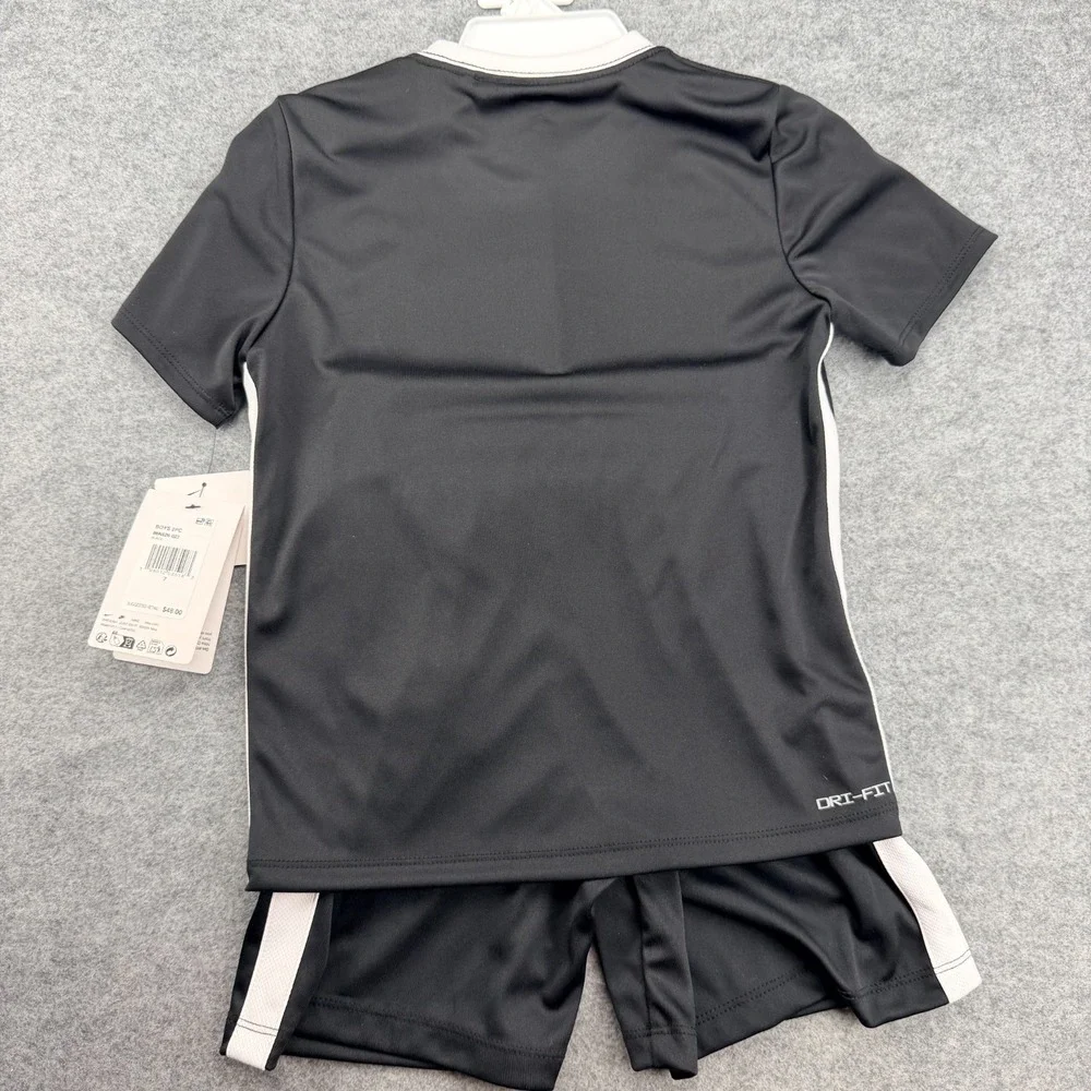 Nike Dri-FIT Boys Size 7 Black White T-Shirt Shorts 2 Piece Athletic Set NWT